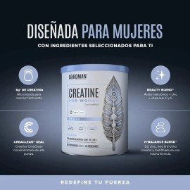 Birdman Creatine For Women  Creatina Para Mujer Con Inositol, Acido Hialurnico Y Vitaminas  Sin Sabor  40 Porciones                                   