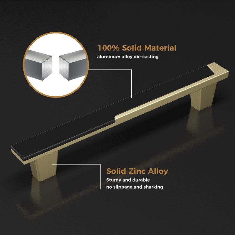 Haliwu 10 Pack Black and Gold Cabient Handles 2 Tone