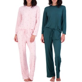 2 Pack: Long Sleeve Pajamas For Women Sets Womens Pajama Sets Two Piece Pj Summer Pijamas De Mujer Cotton Pjs Pants Loungewear Sleepwear Matching Ladies Bottoms Comfy Soft Pyjamas Teen Lightweight
