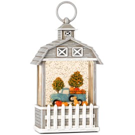 Fall Snow Globe Fall Decorations for Home, Glitter Autumn Harvest Lantern, Light Up Snowglobe Fall Decor