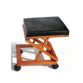Rolling Adjustable Solid Wood Fold-A-Way Leather Cushion Foot Rest