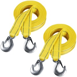 WSSROGY 2 Pack Tow Straps Rope Heavy Duty with Hooks for Vehicle Emergency Recovery (13'x1.8 Max 10,000lbs Break Strength)
