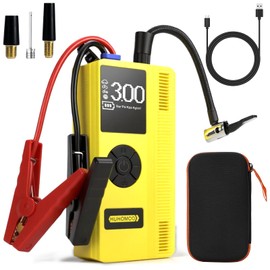 Huhomco 7-in-1 Car Jump Starter with Air Compressor, 4000A Portable 12V Power Pack, 150PSI Digital Tire Inflator for 9L Gas/7L Diesel, Multifunctional Jump Box with LED Light and Jumper Cables