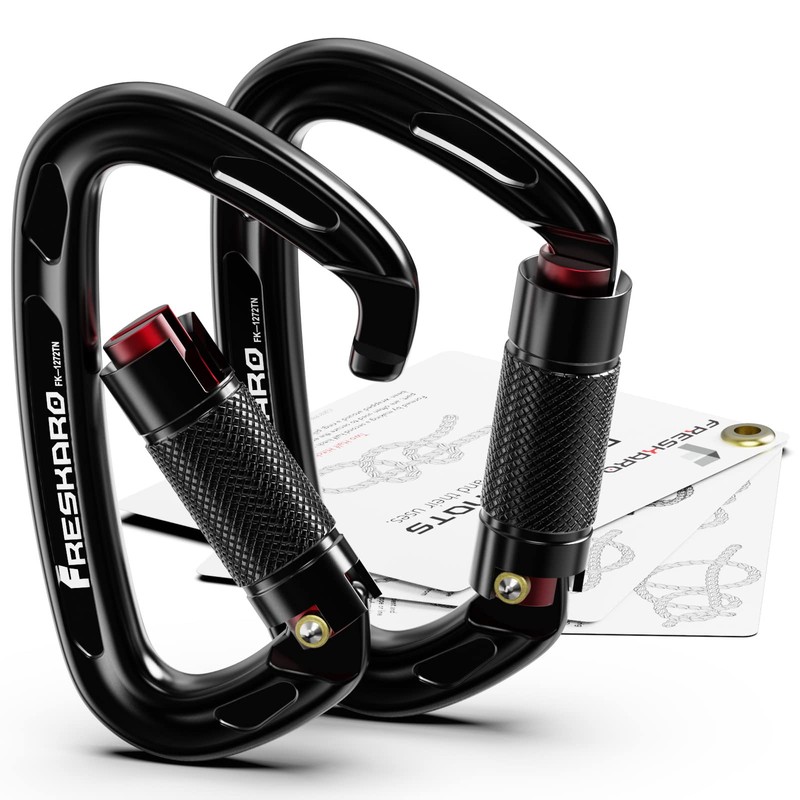 FresKaro 25kN UIAA Certified Climbing Carabiner Clips, 4inches Auto Locking,