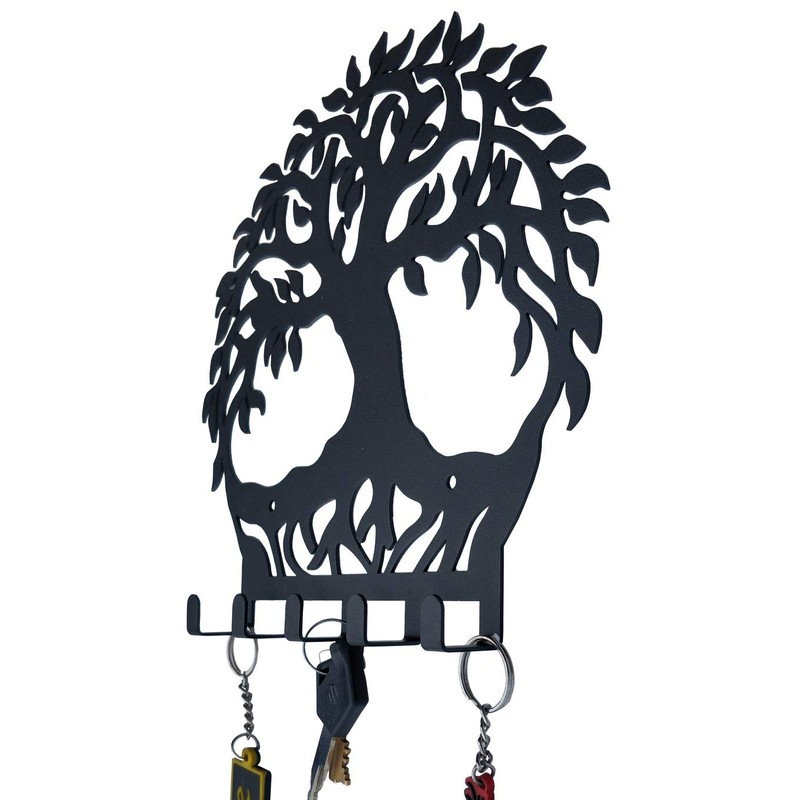 HeavenlyKraft Tree of Life Black Metal Wall Mounted Key Holder