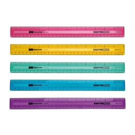 EAI Education 12" ShatterProof Ruler 1/8" Scale: Assorted Colors - Set of 100