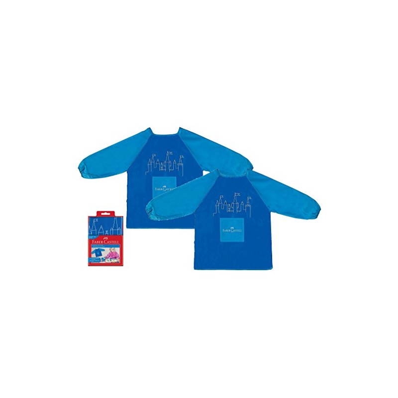 Faber-Castell Childrens Painting Aprons Blue Twin Pack, blue