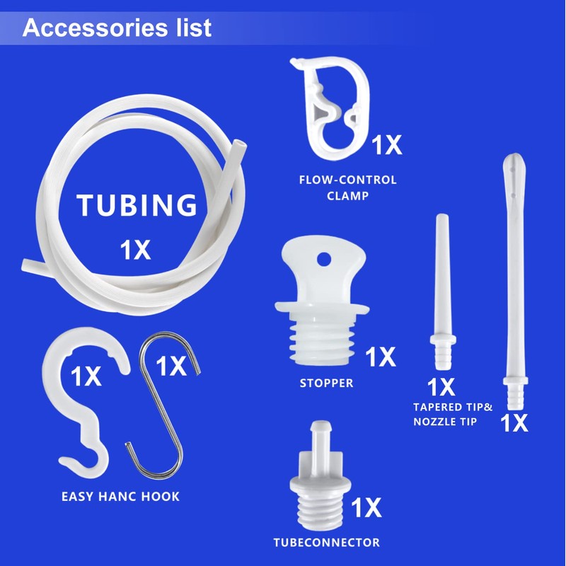 2 Quart Home Enema Bag Kit with Hose Tips and