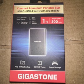 Gigastone 1TB Gigastone Compact Aluminum Portable SSD USB-C + USC-A Universal Compatibilit