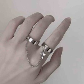 Yheakne Boho Kreuz Ringe Silber Kreuz Link Kette Fingerringe Stapelbar Knöchel Kette Ringe Vintage Quaste Manschette Ringe Aussage Ring Für Frauen Und Mädchen