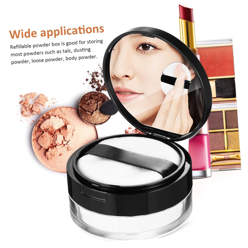 BIUDECO Small Powder Puff Container Set 2pcs Empty Compact Cases