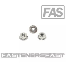FAS (50)  10-32 Stainless Steel Serrated Flange Nuts 304 Stainless Flange Lock Nuts