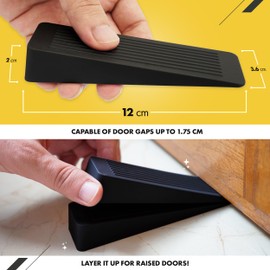 Black Rubber Door Stop 8 Pack, Door Stoppers for Floor, Door Stops Indoors, Door Wedge, Non-Slip Rubber Door Stopper, Door Wedges Indoors, Ideal for All Floor Types