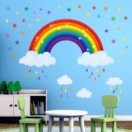 BASHOM BS-114 Rainbow Wall Stickers Nursery Bedroom Kids Room Peel and Stick Removable Decals Girls Decor Art Decal Sticker Decoration Baby Unicorn Living Colorful Home