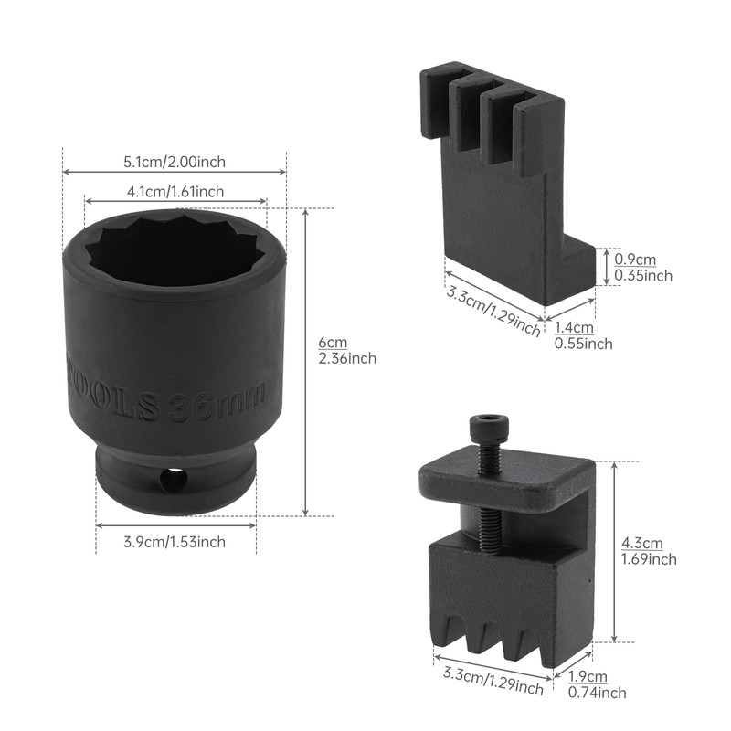 ePathChina 3Pcs Flywheel Locking Tool with 36mm 3/4Inches Socket for