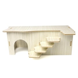 AIMALL 10.6x5.9x4.13 Inch Wooden Hamster Maze House with Multi-Bedroom Design, Platform and Hideout, for Golden Hamsters and Dwarf Hamsters