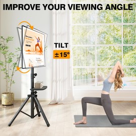 Tripod TV Stand with Shelf for 23-75 inch TVs up to 100 lbs, Outdoor TV Stand with ±15° Tilt, Height Adjustable Portable TV Tripod with Safety Design, Max VESA 600x400m