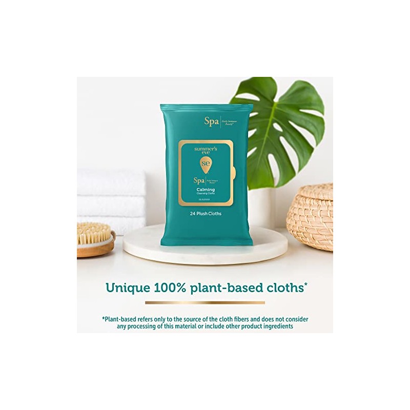 Summer's Eve Spa Calming Chamomile Feminine Wipes, 100% Plant Based*,