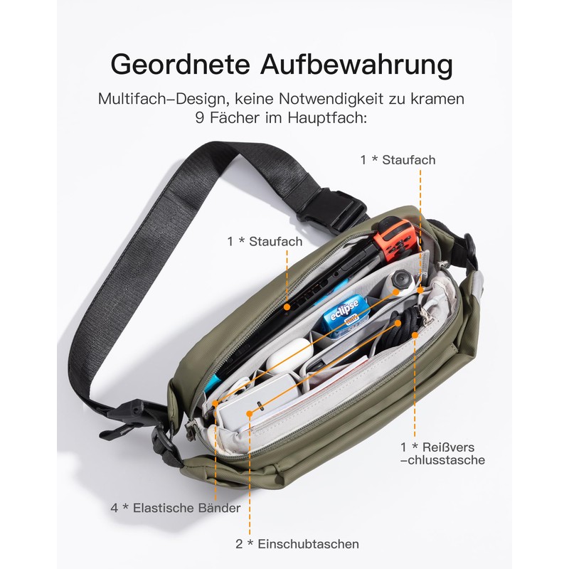 Inateck Sling Bag, Stylish Shoulder Bag with Adjustable Shoulder Strap,