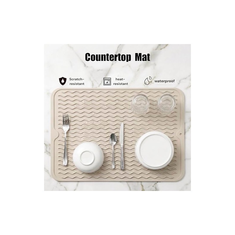 MicoYang Silicone Dish Drying Mat - Quick-Dry Non-Slip Counter Pad