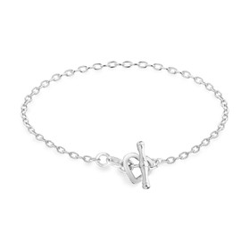 Tuscany Silver Women's Sterling Silver Open Heart T-Bar Barcelet 19cm/7.5"