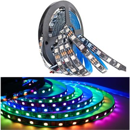 Tesfish 12 V WS2811 LED Strip Light, RGB LED Pixel Strip 5 m 300 LEDs IP30 Flexible Black PCB Full Colour Individually Addressable Intelligent LED Light Strip External 1 IC Control 3 LEDs