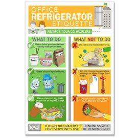 Office Refrigerator Etiquette Magnet -6"x9" Handy Guide for Proper Storage, Ideal Kitchen Cheat Sheet for Workplace, Great Fridge Magnet for Office, Practical Etiquette Cheat Sheet for Office Fridge