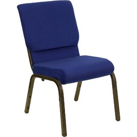 Navy Patterned Stacking Church Chair with Gold Vein Frame Finish [XU-CH-60096-NVY-DOT-GG]