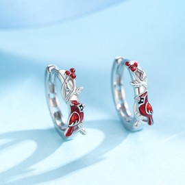 Cardinal Earrings Sterling Silver Hypoallergenic Hoop Earrings Cardinal Gifts for Grils Women