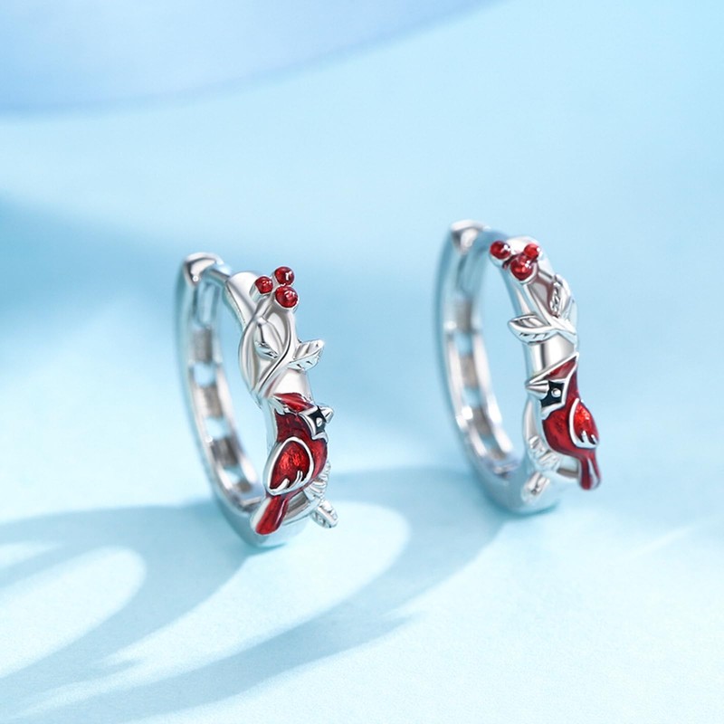 Cardinal Earrings Sterling Silver Hypoallergenic Hoop Earrings Cardinal Gifts for