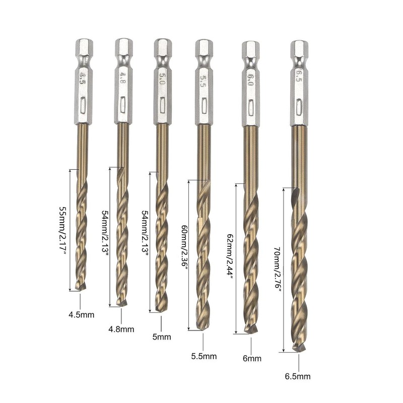 TA-VIGOR 13Pcs 1.5mm-6.5mm Hex Shank Twist Drill Bit Set, 1/4