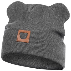 Smarilla Hat Transition Hat Boys Girls Autumn Hat Spring Hat Beanie Ears Ribbed, graphite grey