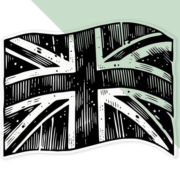 Extra Large 460mm 'Waving Union Jack Flag' Transparent/Clear Sticker Decal