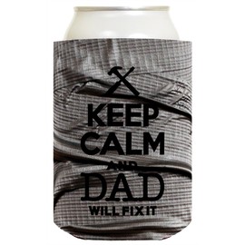 Funny Beer Coolie Keep Calm Dad Will Fix It Father's Day Gift for Dad or Grandpa 12 Pack Can Coolie Drink Coolers Coolies Duct Tape