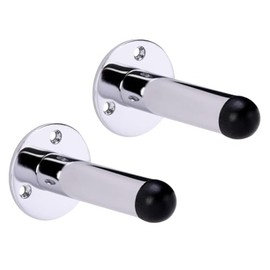 HANDLEZONE® 2 Pack 75mm / 3 inch Projecting Skirting Or Wall Mounted Door Stop, Rubber Buffer Stopper - Polished Chrome
