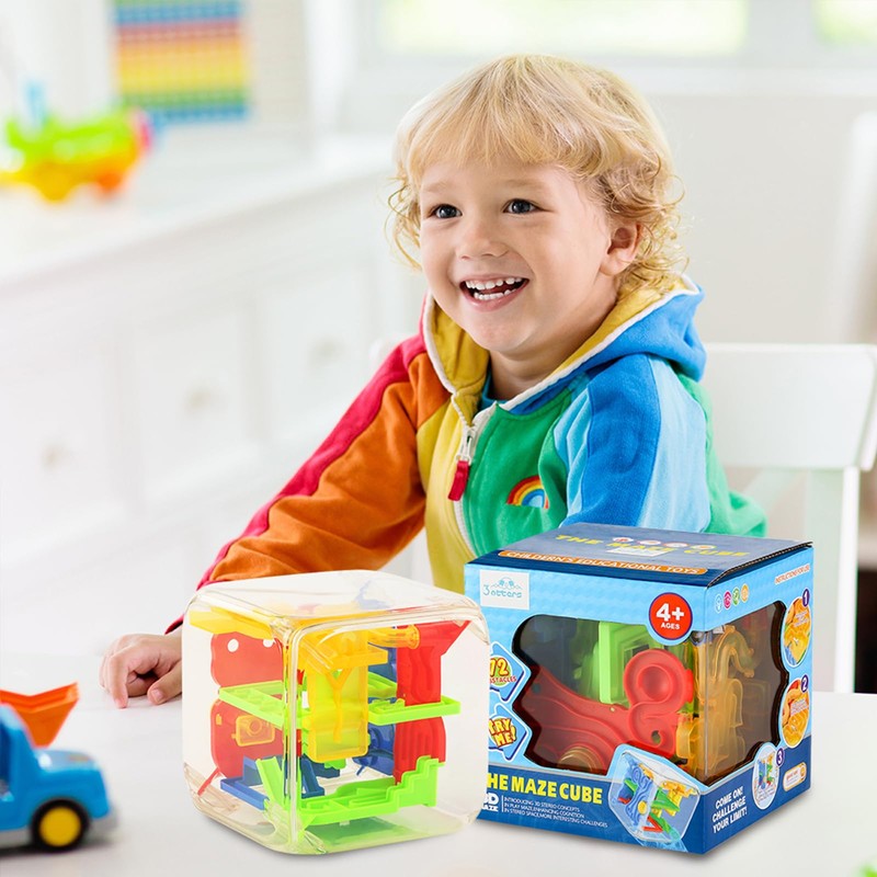 3 otters 3D Puzzle Maze Cube, 72 Obstacles Puzzle Cube