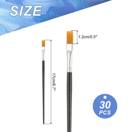 YOKIVE 30 Pcs Flat Tip Paint Brushes Bulk, Detail Acrylic Painting Brush Small Miniature Paint Brushes Great for Oil Watercolor Face Canvas Professional Craft, (Black)