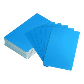 uxcell 50Pcs Blank Metal Business Cards 86 x 54 x 0.45mm Aluminum Sheet Name Card for Laser Engraving DIY Cards, Blue