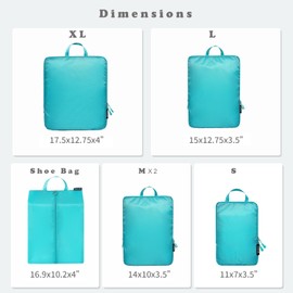 BAGAIL - Juego de 6 cubos de compresión ultraligeros con bolsa de zapatos para accesorios de viaje, veliz de equipaje (70D, azul)