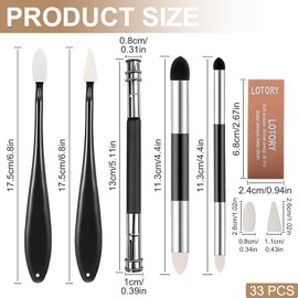 33 Pcs Blending Stumps Set, – with Sketching Pen, Sponge Pens, Eraser, Pencil Extender, 20 Replacement Sponge Heads & Sandpaper for Sketching for Oil Pastels, Charcoal & Artists