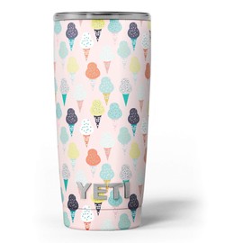 Design Skinz The All Over Pink Ice Cream Cone Pattern - Skin Decal Vinyl Wrap Kit compatible with the Yeti Rambler Cooler Tumbler Cups