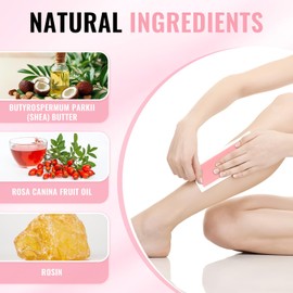 120 Strips Wax Strips Body Hair Removal 2 Sizes and 8 Oil Wipes Waxing Strip Dual Sides Bikini Brazilian Wax for Women Men Face Arms Legs BackUnderarm Waxing Kit Suit Many Skin Rose Scent