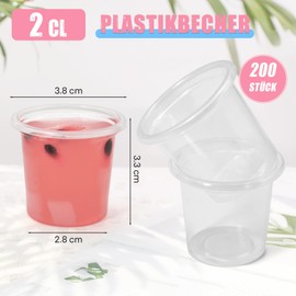 Dreamark Plastic Shot Cups, 2 cl/20 ml, Pack of 200, Reusable Shot Glasses, Plastic Cups, Plastic Drinking Cups, Party Cups, Dessert Cups for Parties and Events