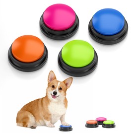 ZANTESR Dog Buttons Talk Training, 30 Second Record & Playback Interactive Dog Toys, Communication and Training Dog Presents, Dog Buttons Talk Training Multicolour Set of 4