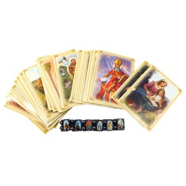 Westmon Works Hematite Metal Saint Bracelet Gift Set with Bulk Pack of 52 Popular Saints Holy Cards, Medium, no gemstone, Grey