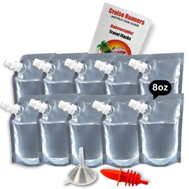 Cruise Runners Flasks for Liquor Disguise | Rum Runners For Cruise | Alcohol Smuggling Kit | Plastic Flask | Liquor Pouches | Smuggle Your Booze 10 x 8oz