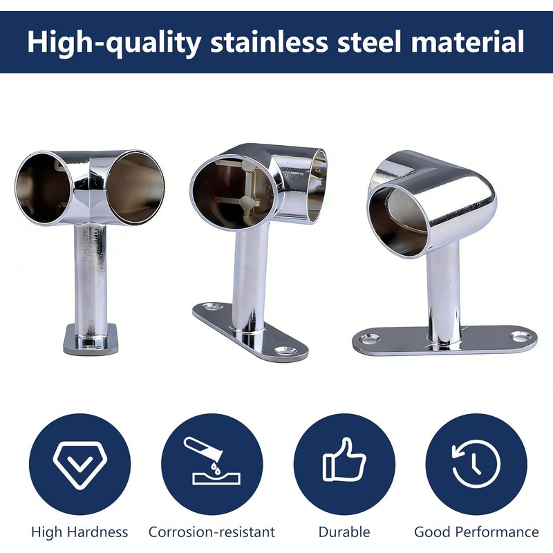 2PCS Silver 90° 25mm Clothes Rail Flange Seat, Space-Saving Corner