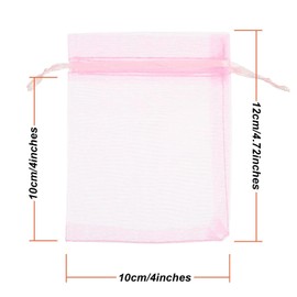 Mudder 50 Pack Organza Gift Bags Wedding Party Favor Bags Jewelry Pouches Wrap, 4 x 4.72 Inches (Pink)