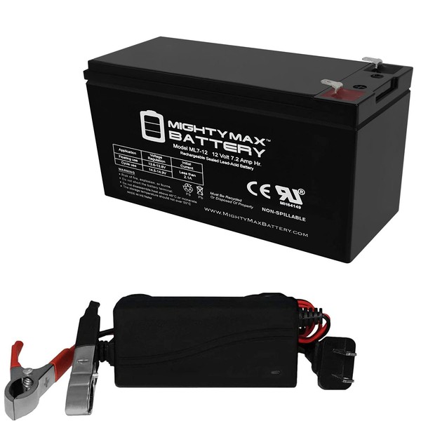Mighty Max Battery 12V 7.2AH SLA Battery for Portable Fish Finder 570 + 12V Charger Brand Product