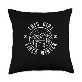 Puristic Winter Nature Designs Cozy Winter Days Girl Likes Winter Season Reading Books Tea Cozy Throw Pillow, 18x18, Multicolor